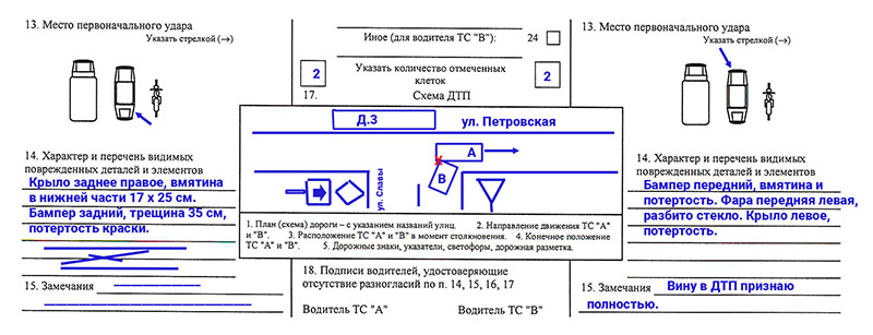 Как правильно нарисовать схему дтп в европротоколе