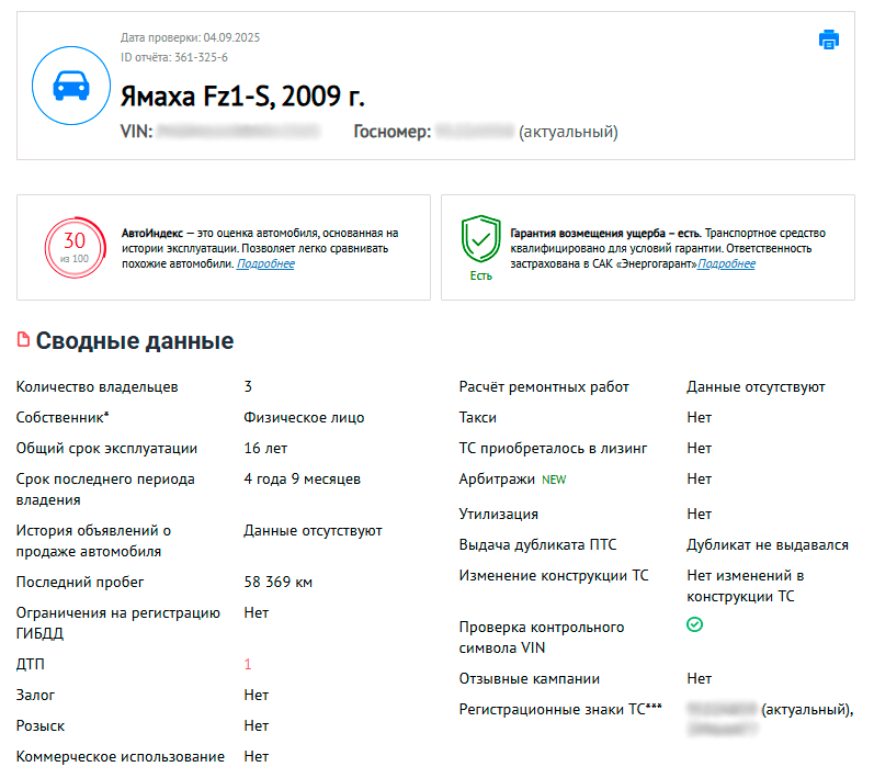 отчет о мотоцикле на автокоде