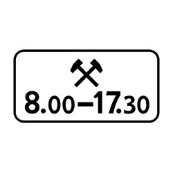 знак 8.5.6 Часы работы для рабочей недели