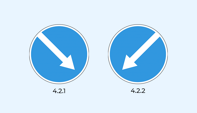 знак 4.2.1 и 4.2.2 объезд справа и слева