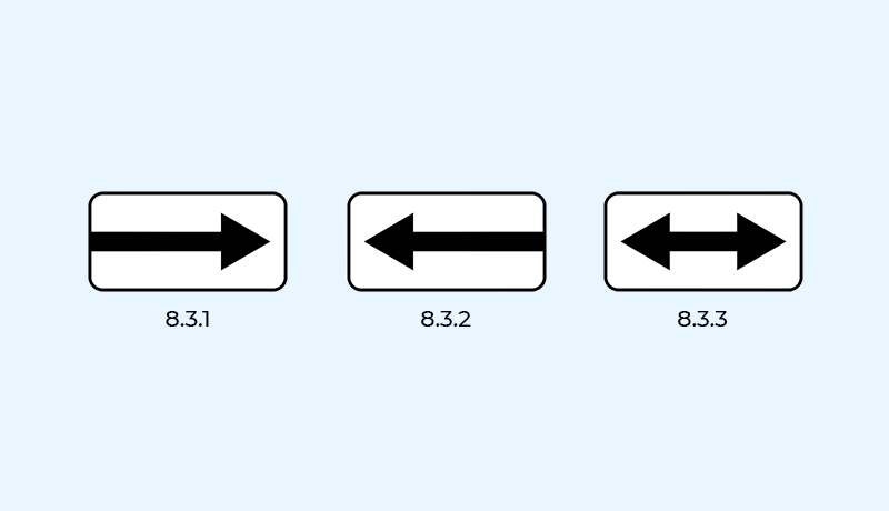 знаки 8.3.1, 8.3.2, 8.3.3 направление действия