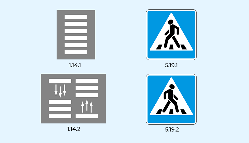 разметки и знаки пешеходного перехода