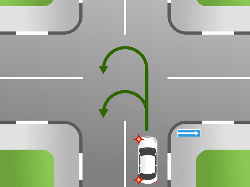 схема разворота на перекрестках с односторонним движением 