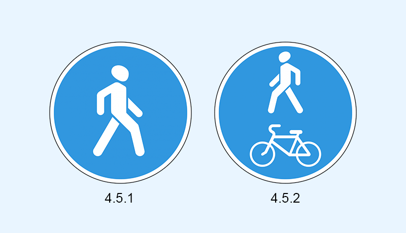 знаки 4.5.1 пешеходная дорожка и 4.5.2 велопешеходная дорожка