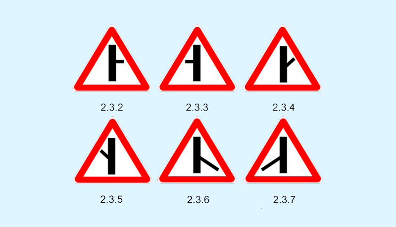 знаки 2.3.2-2-3.7 примыкание второстепенной дороги справа