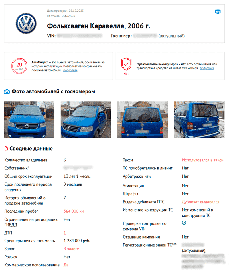 отчет об авто на автокоде