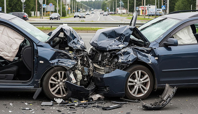 лобовое дтп двух автомобилей