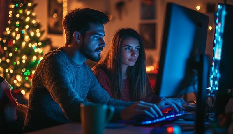 парень и девушка за компьютером