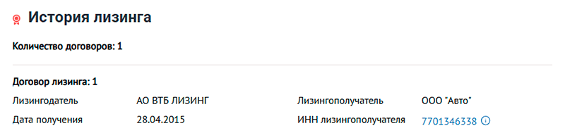 история лизинга в отчете автокода