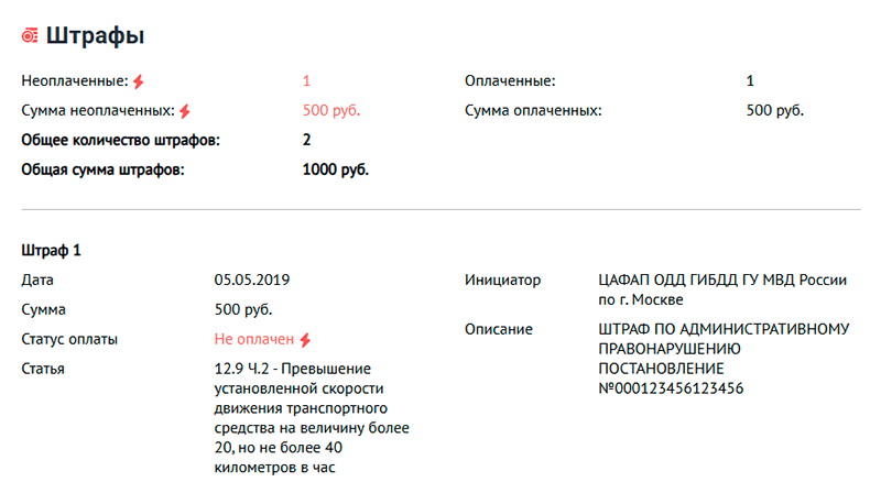 штрафы в отчете автокода