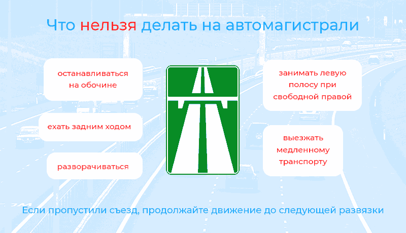 инфографика что нельзя делать на автомагистрали