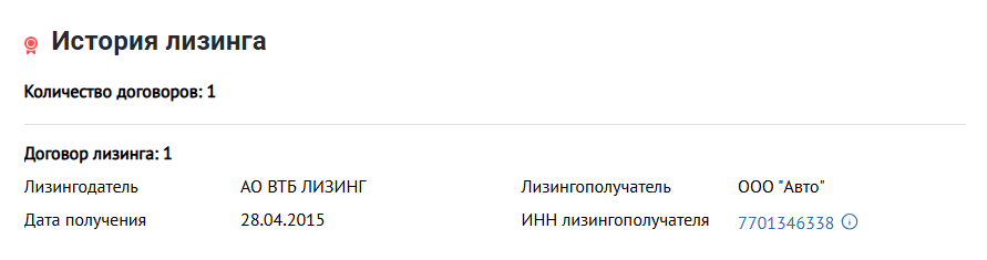 история лизинга в отчете автокода