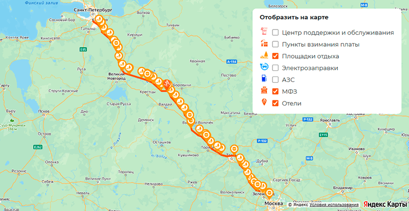 где можно отдохнуть на трассе м-11 нева