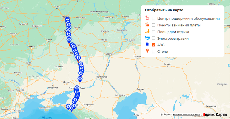 заправки на трассе м4 дон