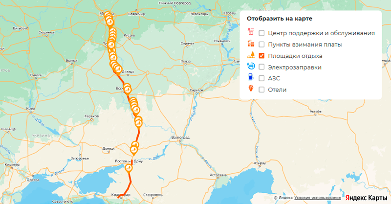 зоны отдыха на трассе м4 дон
